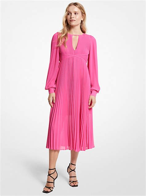 pleated georgette midi dress michael kors|Michael Kors georgette midi dress.